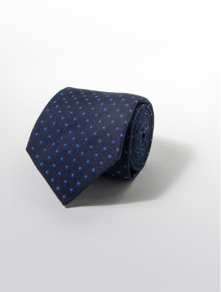 Patrick Hellmann CollectionNavy Blue Tie With Blue And White Dotsimage1159